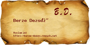 Berze Dezső névjegykártya